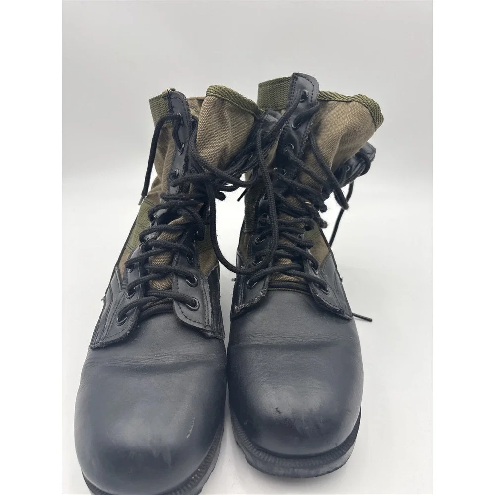 Rothco Military Jungle Boots Mens Combat Black Leather Olive Canvas 7R